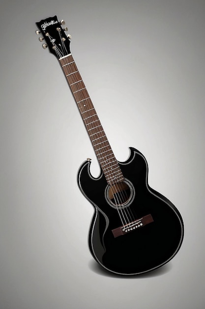 Czarna gitara z słowem "gitara" na dole.