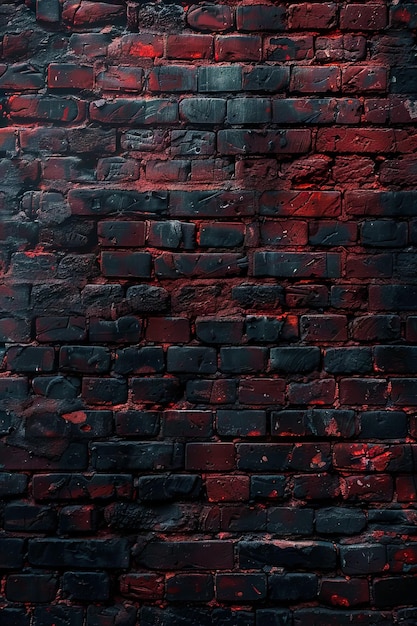 Czarna i czerwona ściana z cegły na ciemnym tle