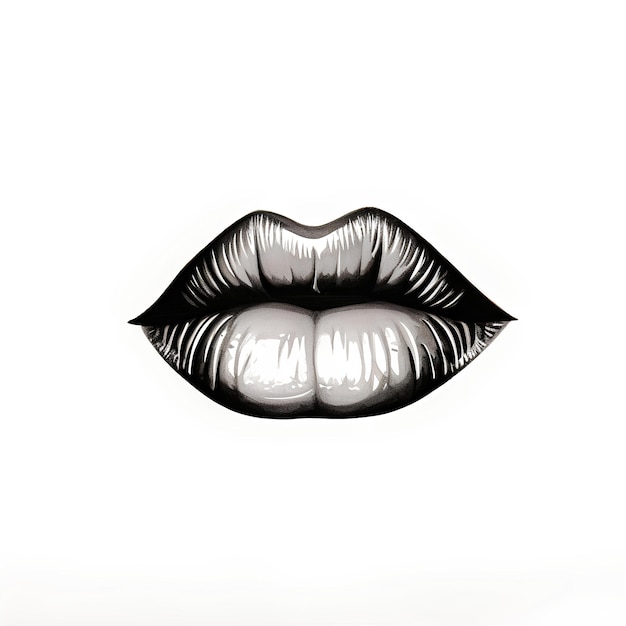 Zdjęcie czarna ilustracja kobiecych ust