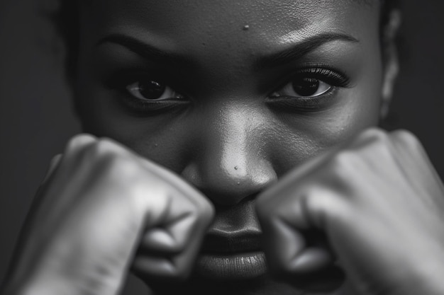 Zdjęcie czarna kobieta jest symbolem równości, walki z rasizmem i uprzedzeniami.