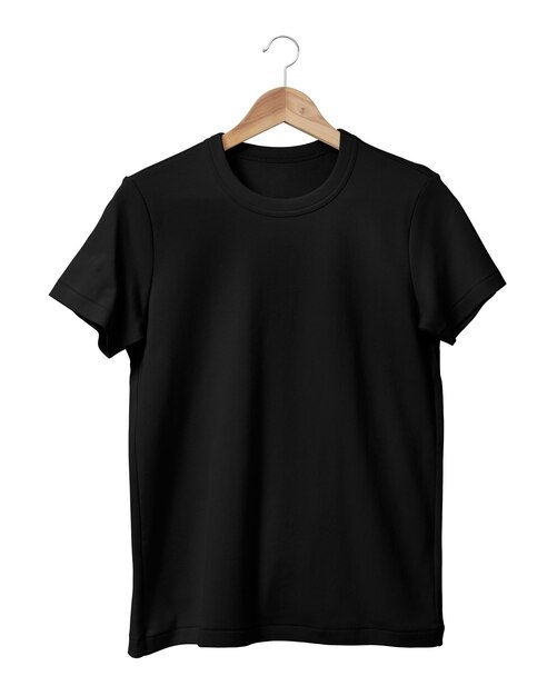 Czarna koszulka png prosta moda unisex przezroczysty projekt na przezroczystym tle