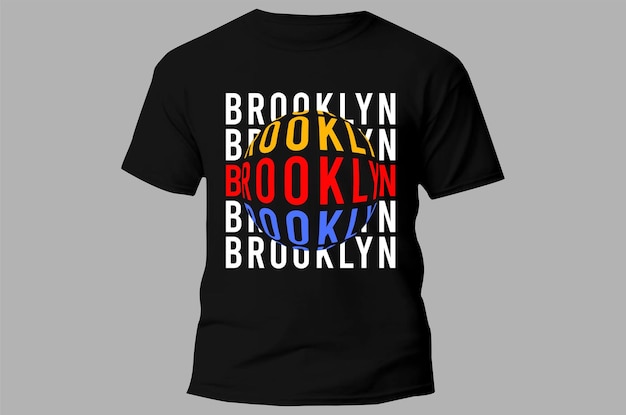 Czarna Koszulka Z Napisem Brooklyn