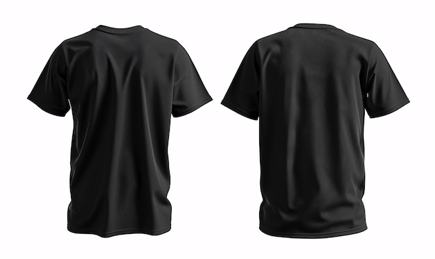 Czarna koszulka z przodu i z tyłu dla maketa na przezroczystym tle PNG