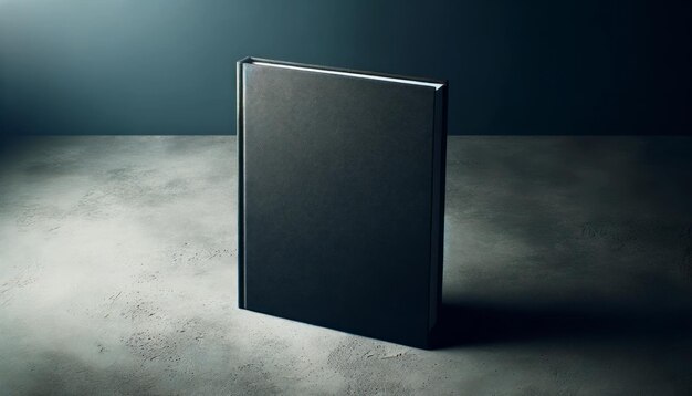 Zdjęcie czarna książka stojąca na ciemnym tle betonowym minimalistyczny projekt generatywna sztuczna inteligencja