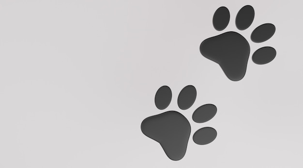 Zdjęcie czarna łapa na białym tle. wydruk łapy psa lub kota