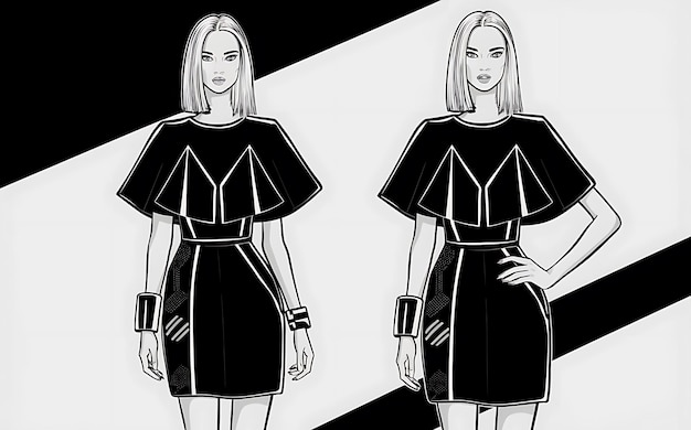 Czarna linia Trendy Linia Art Woman