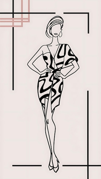 Czarna linia Trendy Linia Art Woman