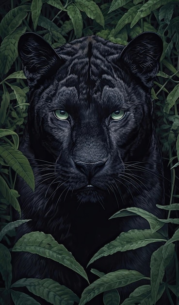 czarna pantera duży kot czarno-zielony
