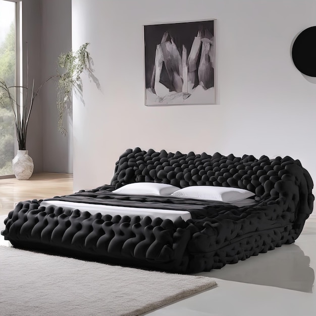 czarna poduszka na łóżku z białymi poduszkami na podłodze czarne poduszki na łóżku w sypialni interiormod