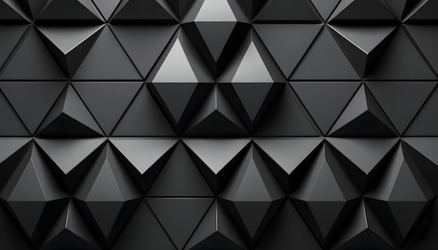 Czarna ściana o trójkątnych kształtach i rozmiarach tworzących efektowny wizualnie wzór