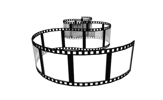 Czarna taśma filmowa na białym tle