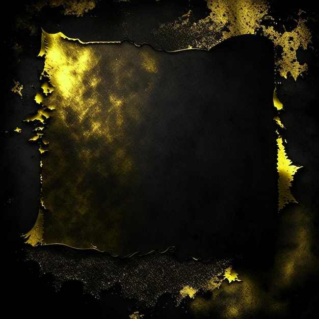 Zdjęcie czarna tekstura starego papieru i tło z grubsza pomalowane na złoto