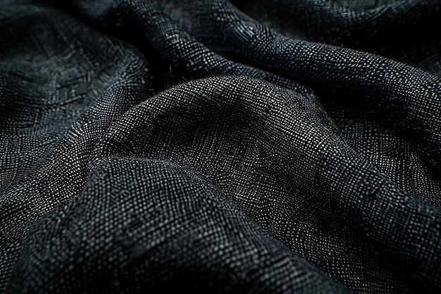 Czarna tekstura tkackiego tła Szczegóły materiału włókienniczego płótna