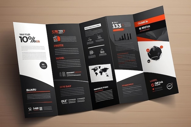 Czarna trzykrotna broszura biznesowa Wektor nowoczesny szablon projektowania trzykrotnej broszury Czarny piątek