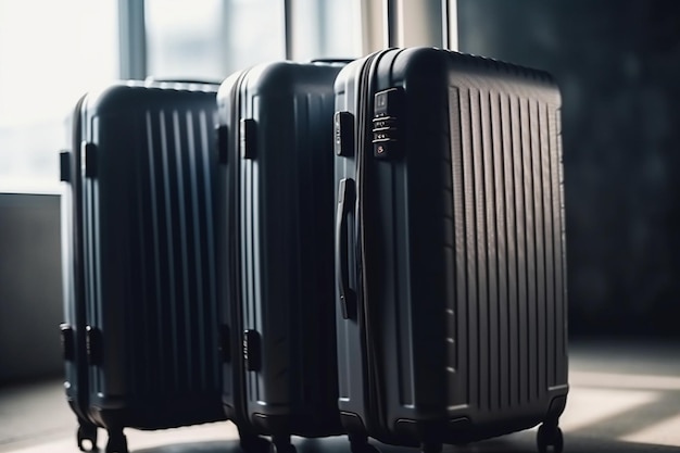 Czarna walizka z napisem " travel " na przodzie.