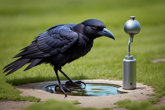 Zdjęcie czarna wrona wody pitnej