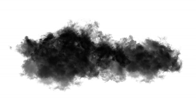 Zdjęcie czarne chmury lub dym na białym tle