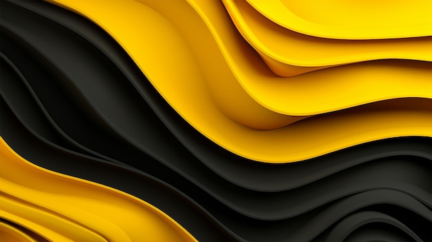 czarne i żółte tło z falistym wzorem generatywny ai