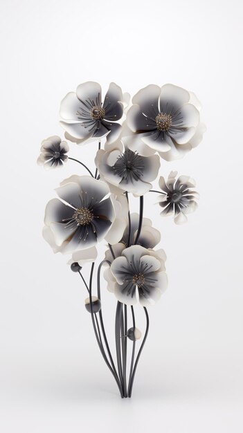 Czarne kwiaty 3d w wysokiej jakości