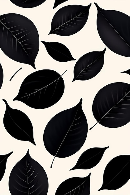 Czarne liście na białym tle z czarnymi liśćmi