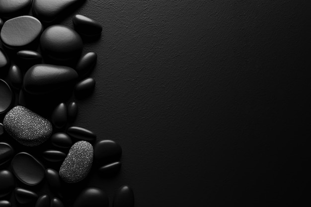 Zdjęcie czarne małe otoczaki z pustą przestrzenią na backgroundai