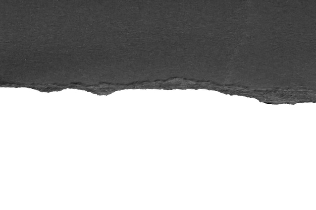 Czarne paski podartego papieru podarte krawędzie na białym tle