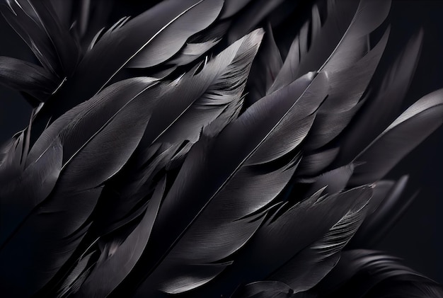 Czarne pióra Tło Czarny łabędź Wings Pattern Abstrakcyjna generatywna ilustracja AI