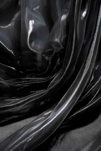 Czarne przezroczyste tło płynącej tkaniny w stylu monochromatycznych kolorów Ai sztuka generatywna