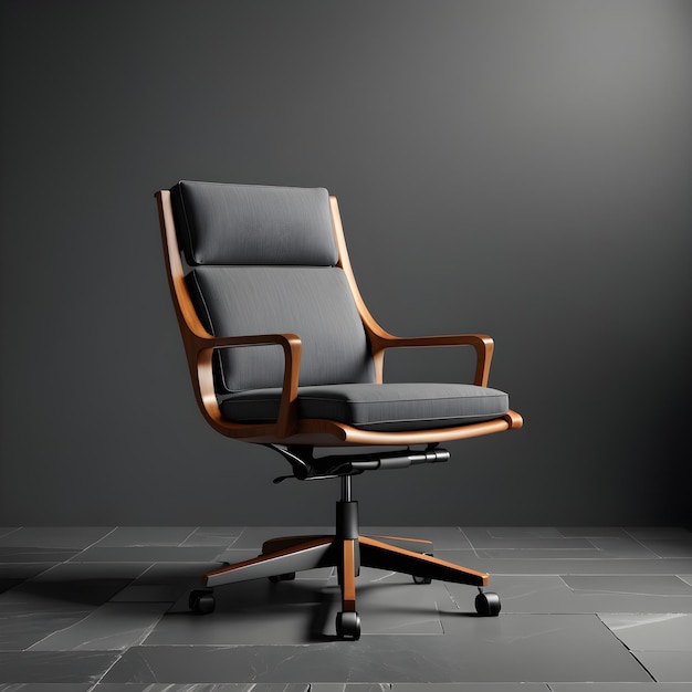 czarne skórzane krzesło biurowe na ciemnym tle