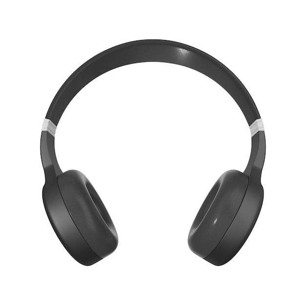 Czarne słuchawki na białym tle Izolowana ilustracja 3D