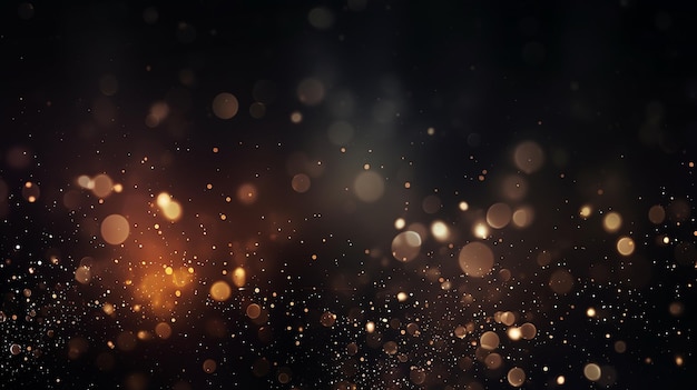 Zdjęcie czarne świąteczne tło i ledwo zauważalne złote bokeh iskry złota w niewyraźności