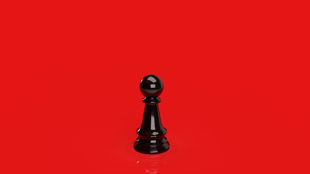 Czarne szachy na czerwonym tle dla biznesu lub abstrakcyjnej koncepcji renderowania 3d