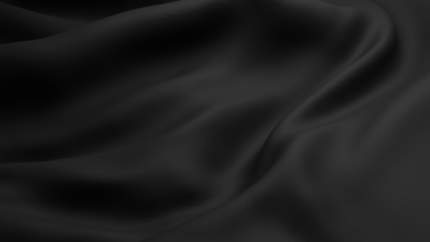 Czarne tło tkaniny z renderowaniem 3d przestrzeni kopii