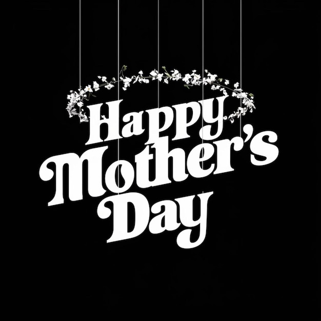 czarne tło z białym tekstem z napisem " Szczęśliwy Dzień Matki "
