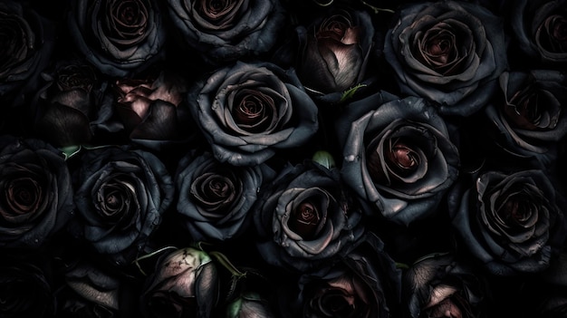 Czarne tło z bukietem róż.