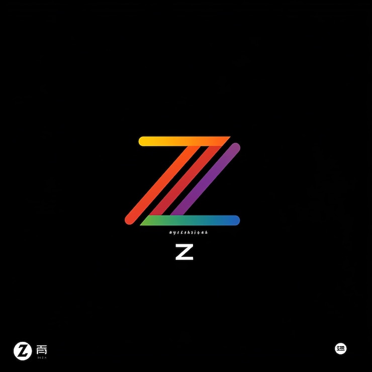 Zdjęcie czarne tło z kolorowym logo w kształcie zygzaków