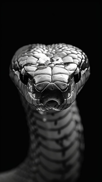 Zdjęcie czarno-biała fotografia black mamba closeup