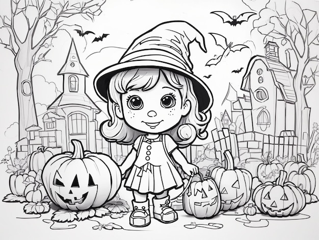 Czarno-biała ilustracja halloween