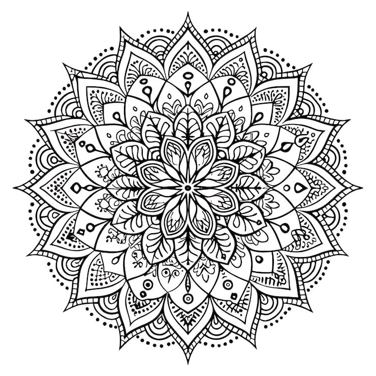 Zdjęcie czarno-biała mandala z rysunkiem mówiącym mandala
