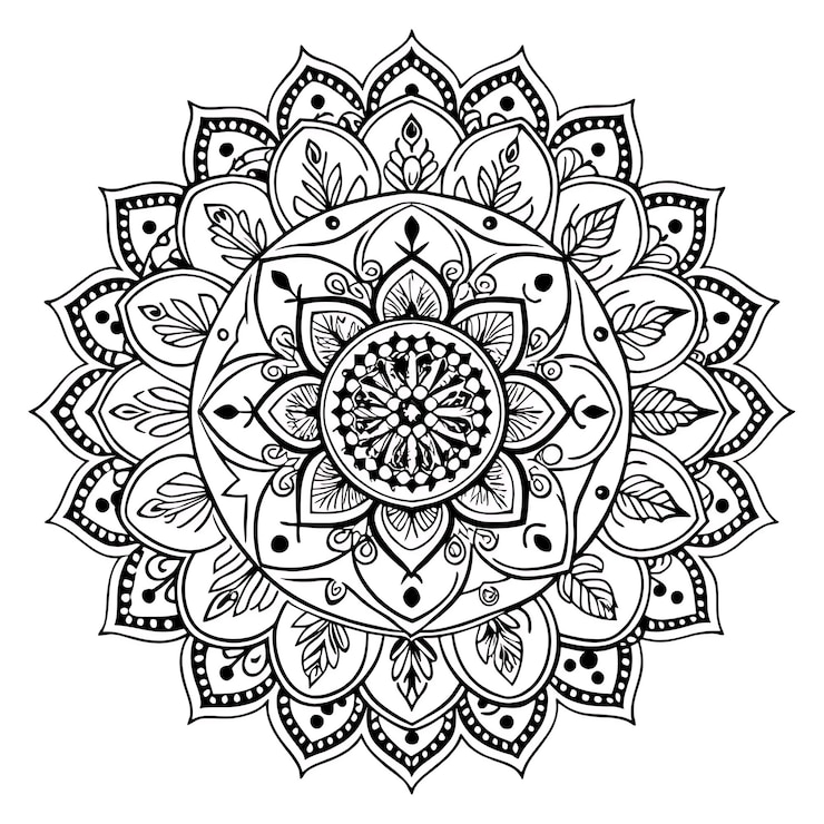 Zdjęcie czarno-biała mandala z rysunkiem mówiącym mandala