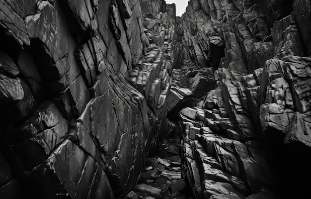 Czarno-biała skała tekstura szorstka powierzchnia górska zbliżenie ciemne wolumetryczne tło kamienia dla
