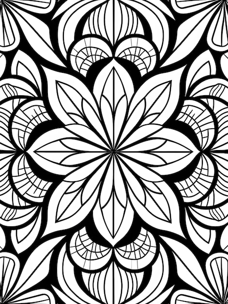 czarno-biała strona książki do kolorowania malutka kwiatowa mandala