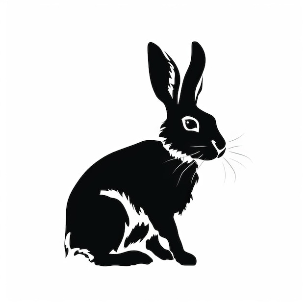 Czarno-biała sylwetka królika