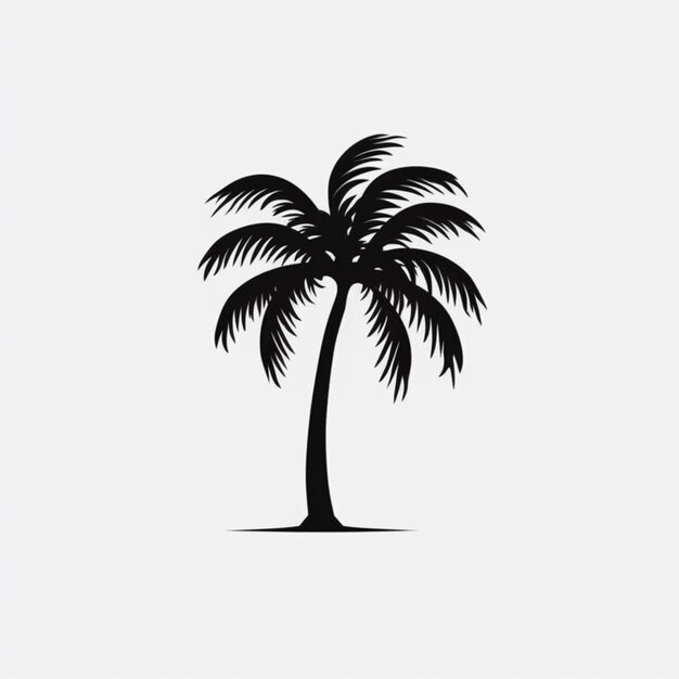 Czarno-biała sylwetka palmy na białym tle generatywna ai