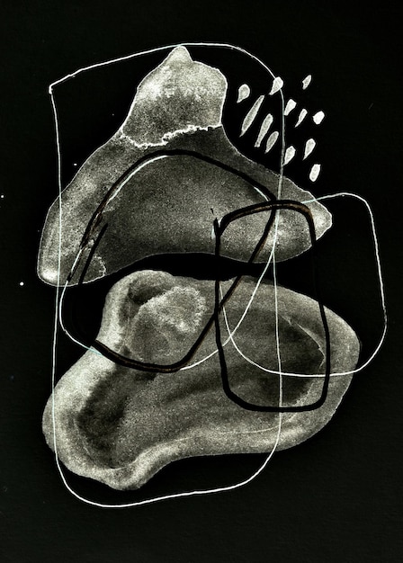 Zdjęcie czarno-białe abstrakcyjne tło kolorowe akrylowe plamy i plamy wzór tapety drukuj płynną sztukę kreatywne tło chaotyczne pociągnięcia pędzla