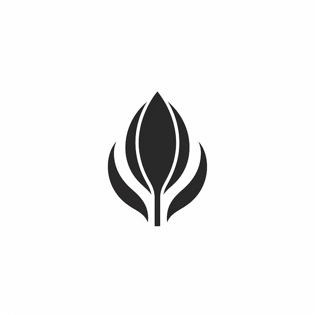 czarno-białe logo liścia z długim łodygą generatywną ai