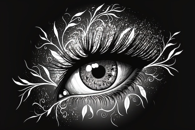 Czarno-białe oko kobiety