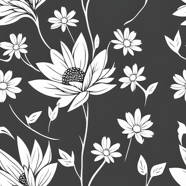 Czarno-białe tło z bukietem kwiatów.