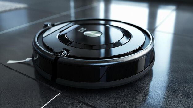 Zdjęcie czarno-białe urządzenie do podłogi z czarną płytką na podłodze
