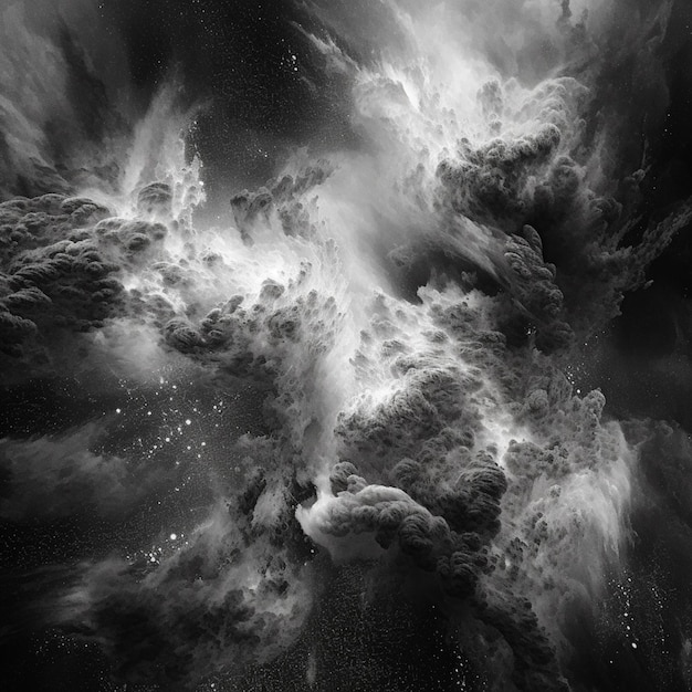 Zdjęcie czarno-białe zdjęcie bardzo dużej chmury generatywnego dymu ai